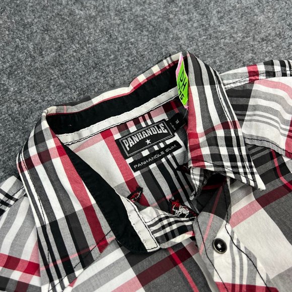 Panhandle Slim Shirt Adult Extra Large Red Black Pearl Snap Western Mens * - Picture 4 of 15